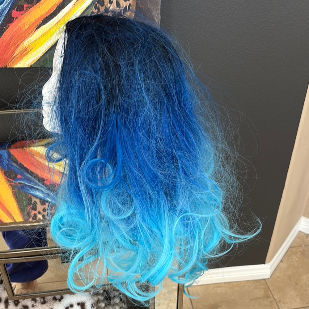Blue wig